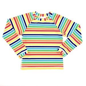 Hanna Andersson Rash Guard Girls 6-7 120 cm Rainbow Stripes Swim Shirt Summer